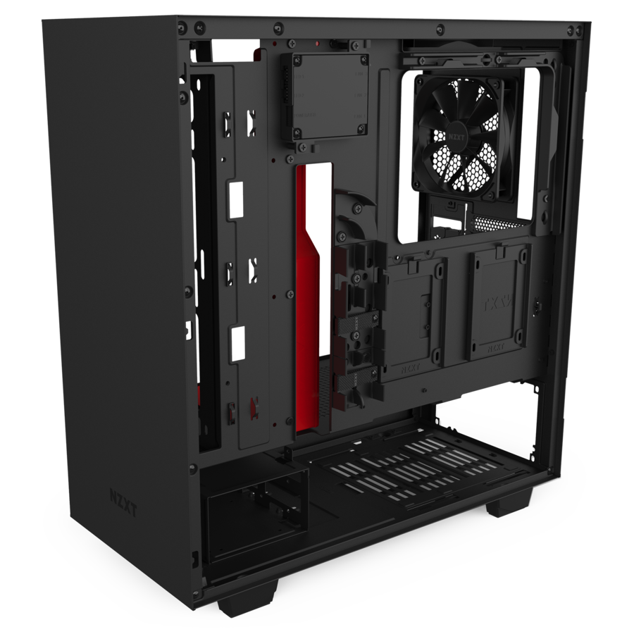 NZXT H510i Compact Mid-Tower RGB Computer Case, Black/Red
