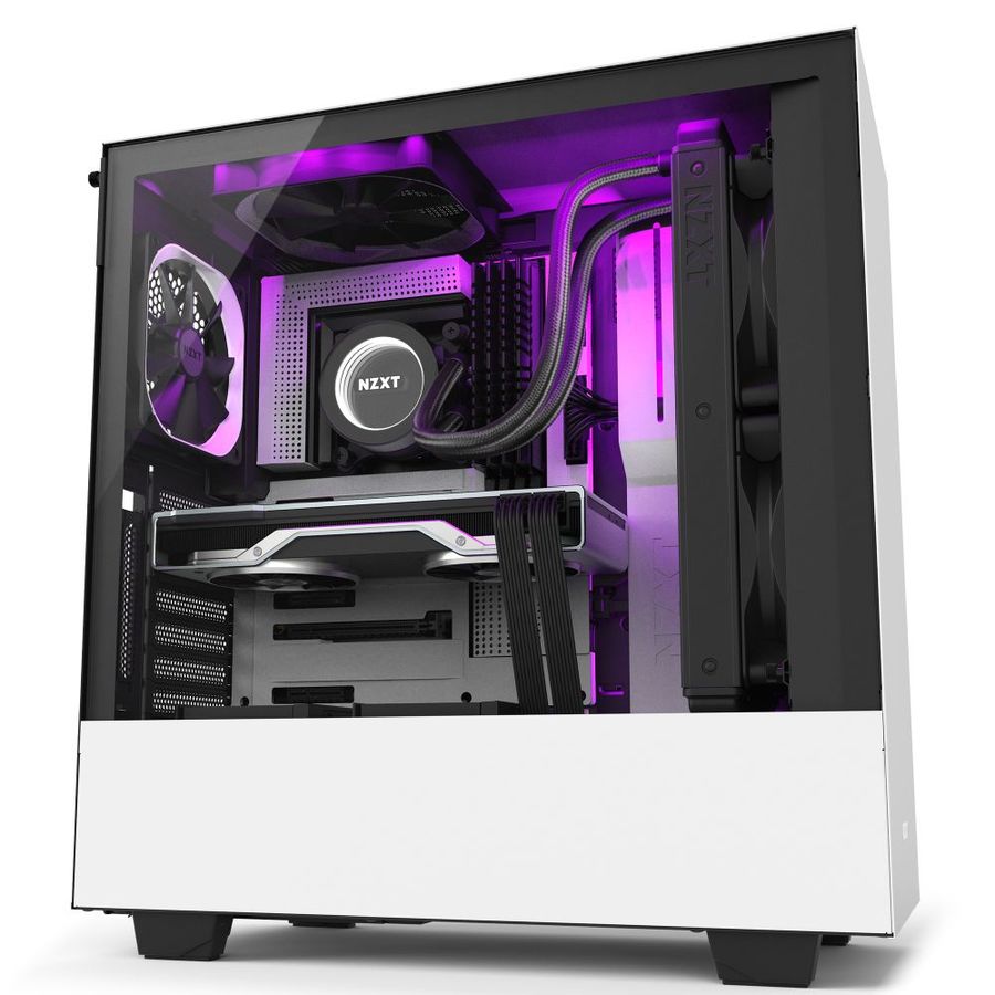 NZXT H510i Compact Mid-Tower RGB Computer Case, White - A-Power 