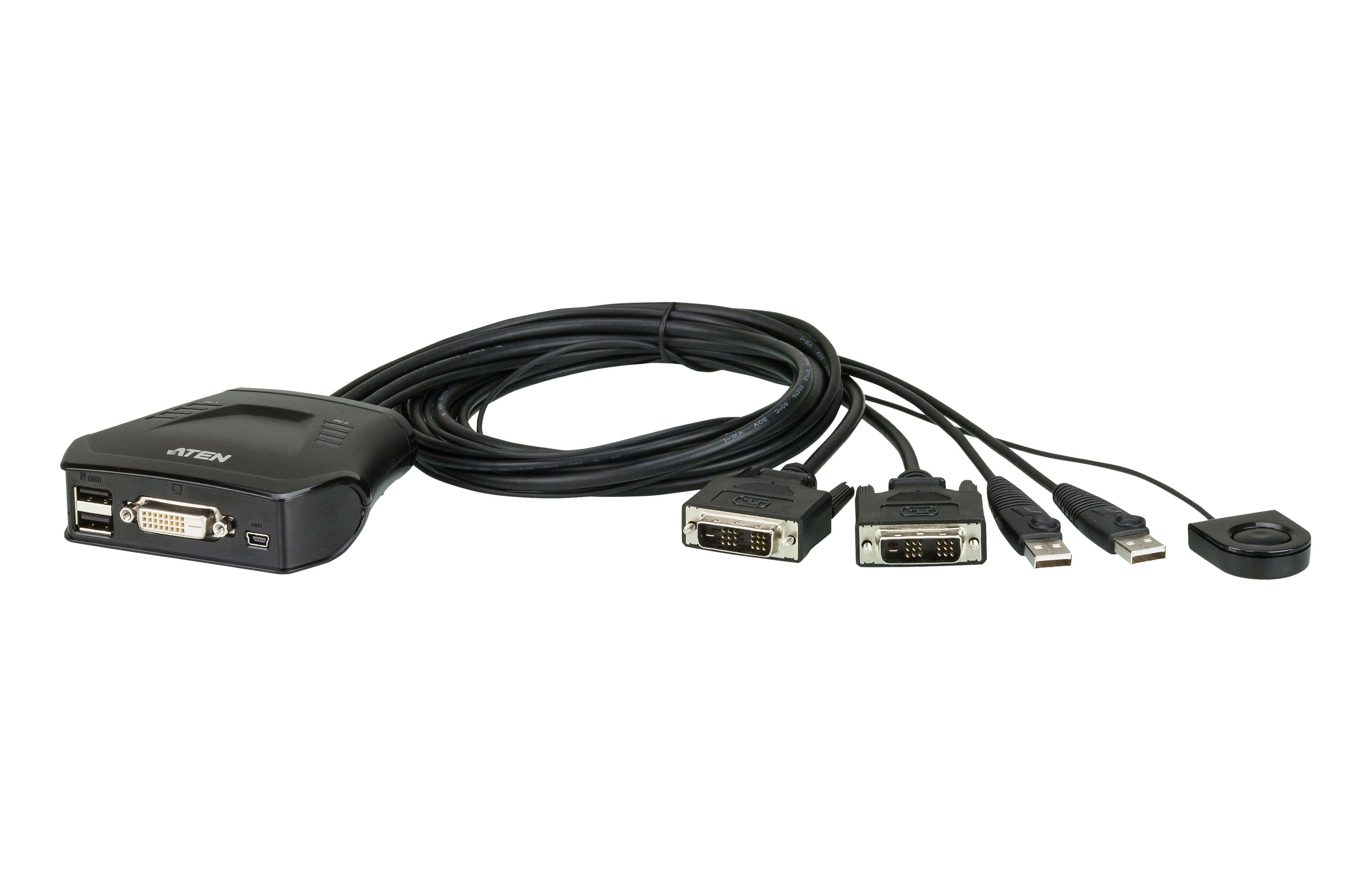 ATEN 2-Port USB DVI Cable KVM Switch with Remote Port Selector A-Power  Computer Ltd.