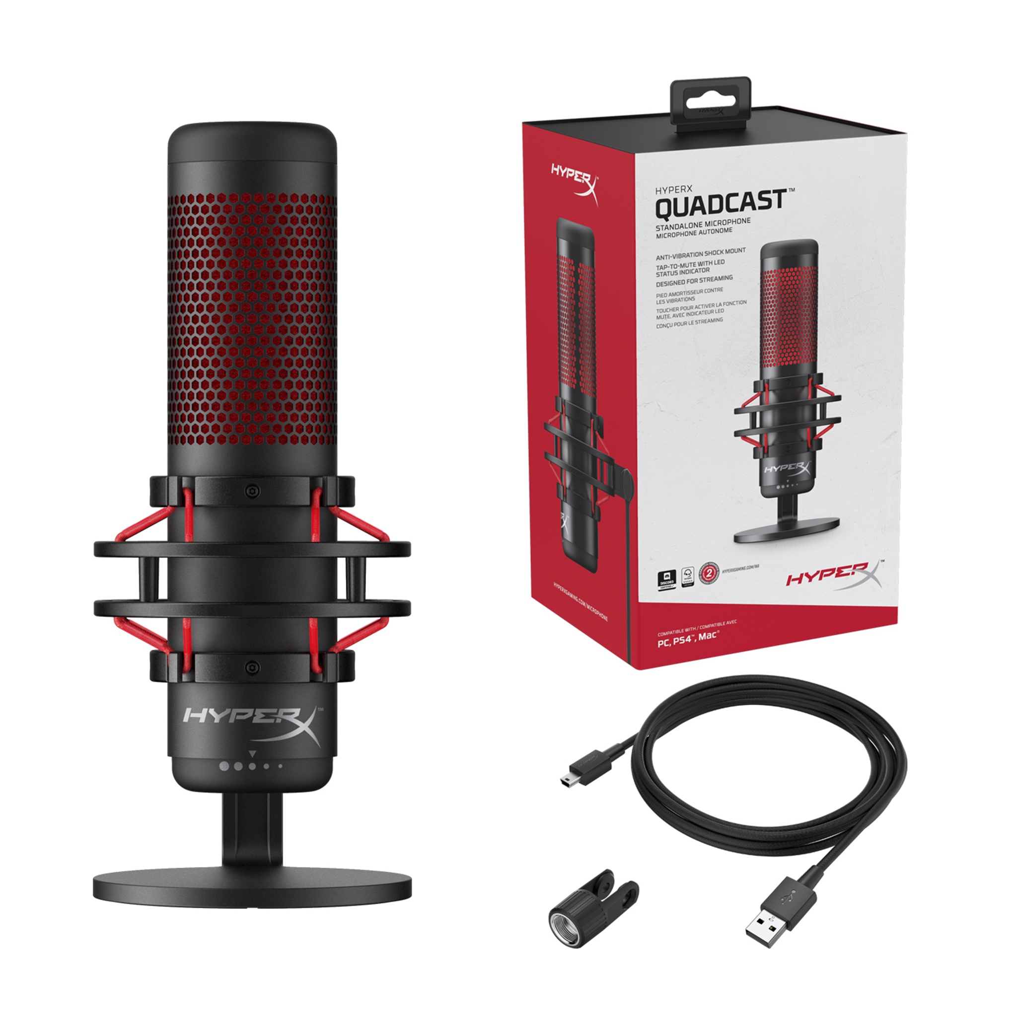 HyperX Quadcast Desktop Microphone, Black/Red   A Power Computer Ltd